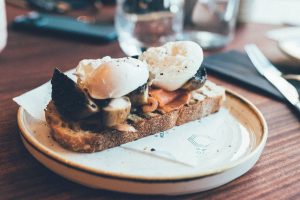 Poached eggs on toast at the Green Room
