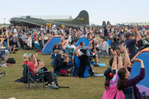 Audiences watching the air show