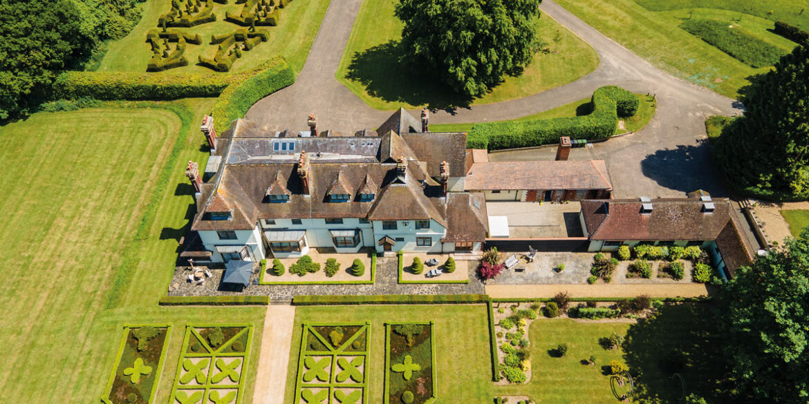 Aerial shot of Norfolk Bound mansion and grounds