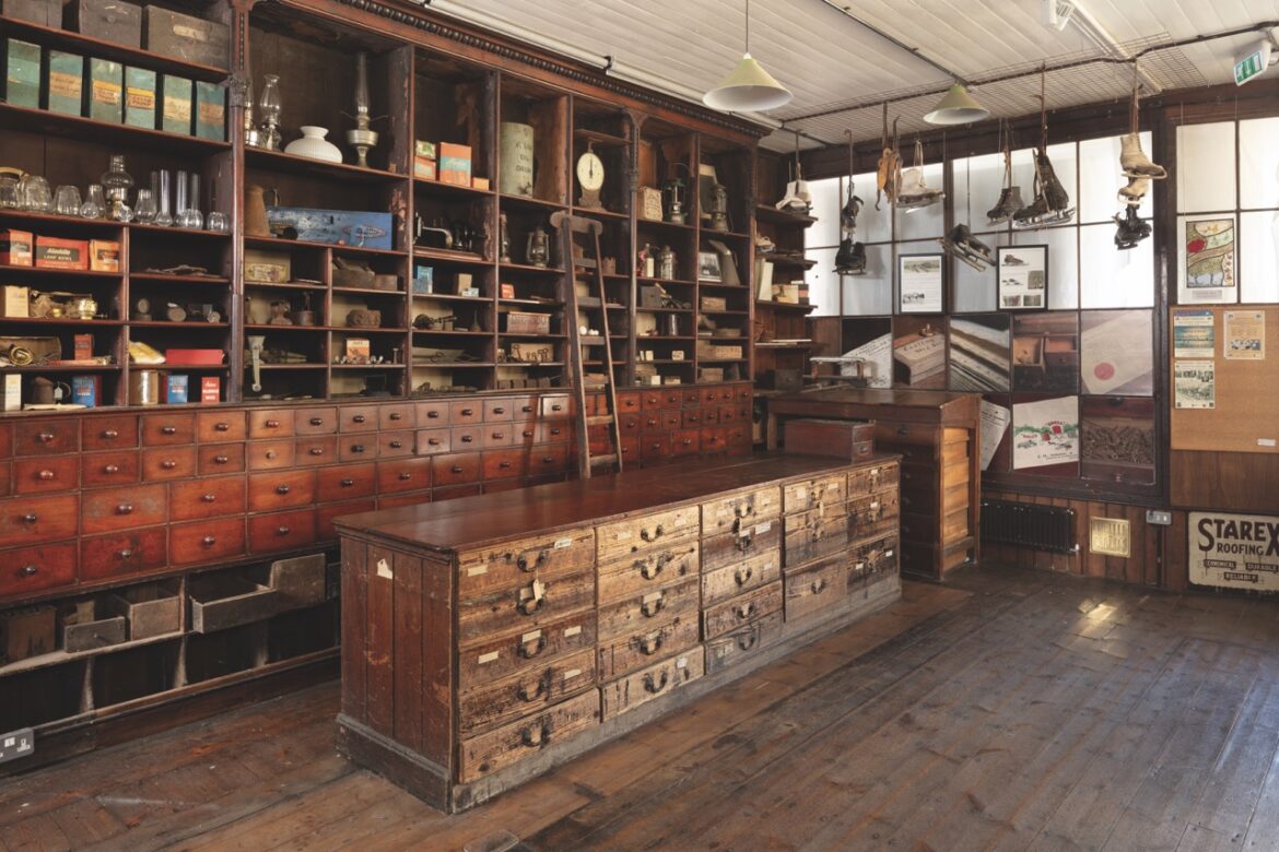 The interior of Adams Heritage Centre showing a wooden counter