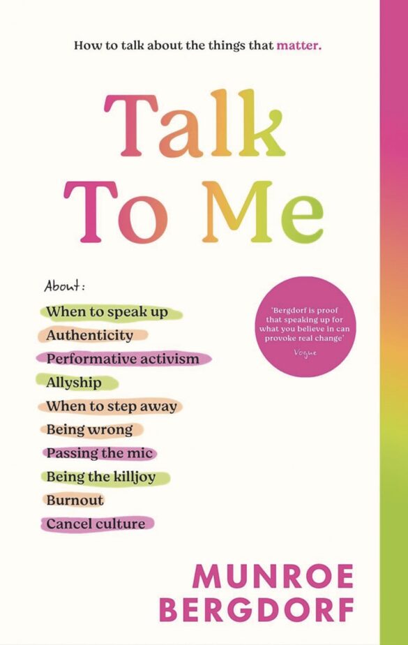 Front cover of a book titled Talk To Me with a list on the front