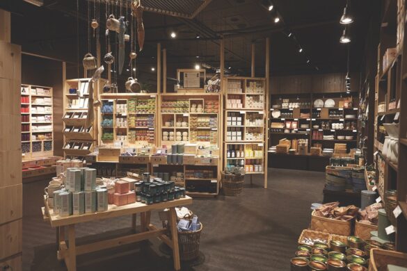 A shop with shelves of products