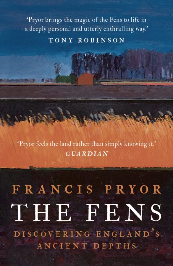 The front cover of a book titled The Fens, with a painting of fenland on the front