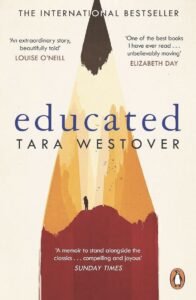 The front cover of a book titled Educated with an image of a pencil on the front